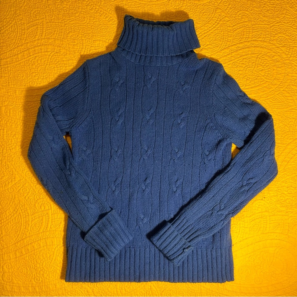 J. Crew Cable Knit Turtleneck Sweater Wool and Cashmere Women’s M Thick & Soft